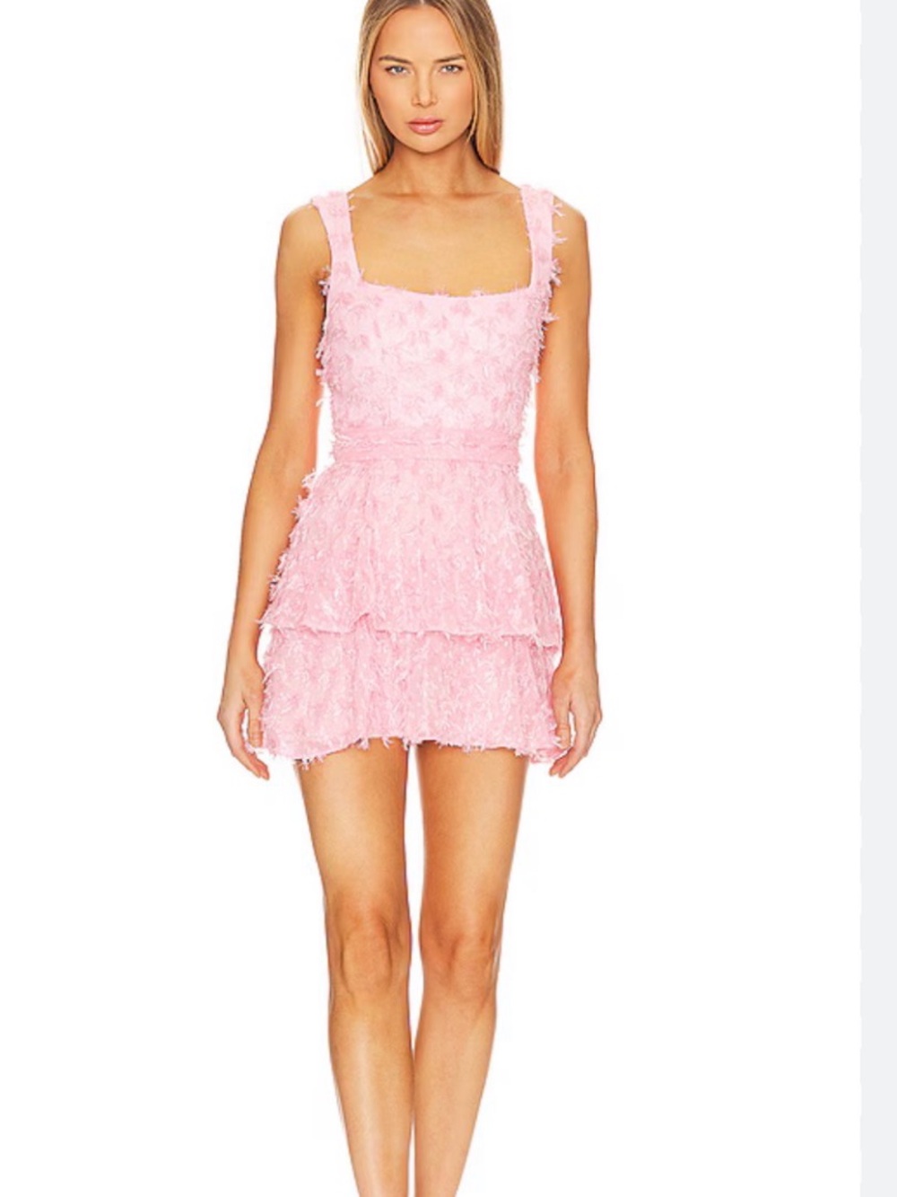 Show Me Your MuMu Pink Textured Layered Mini Dress